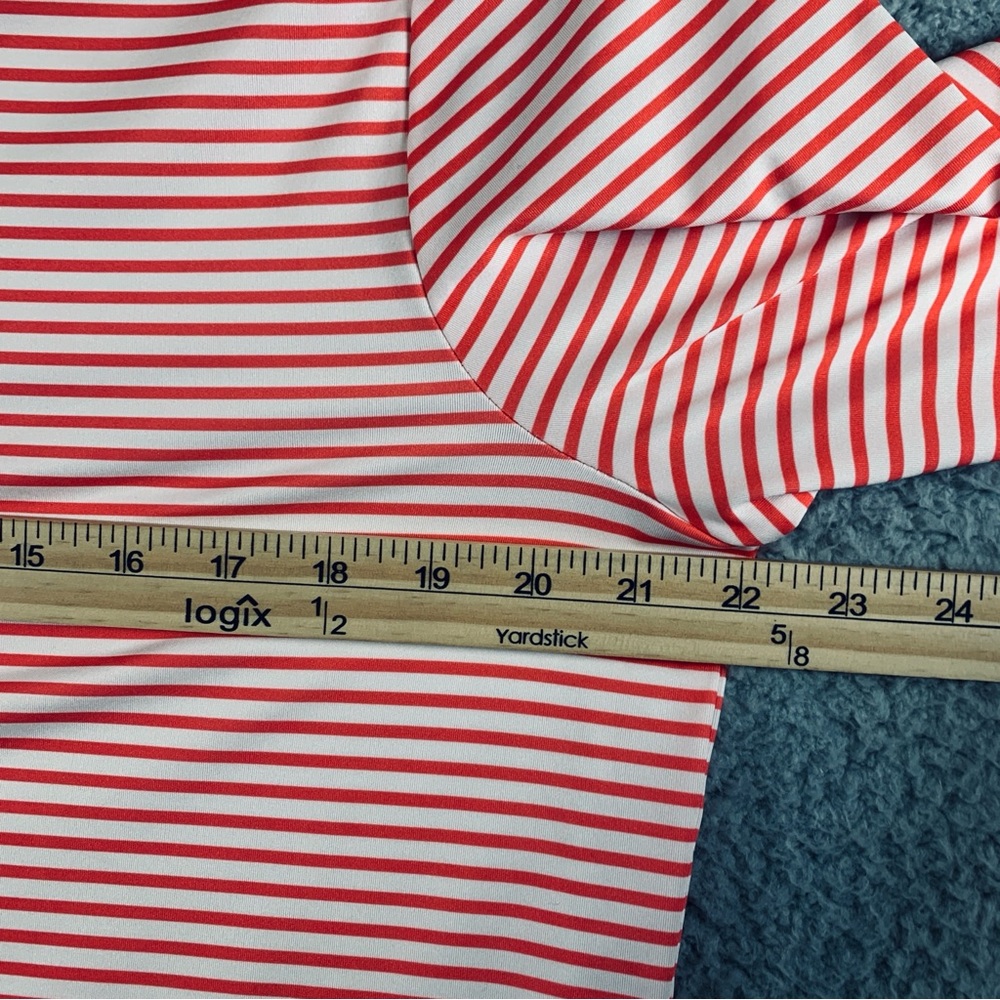 Chico's Zenergy Women's UPF Long Sleeve Top Crew‎ Neck Stripe Orange White 2 - Picture 8 of 10